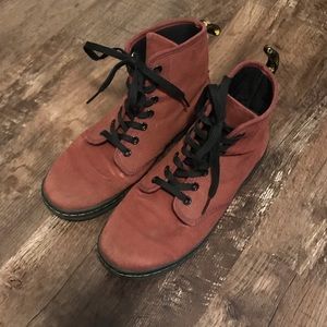 Dr. Martens Burgundy Canvas Boots